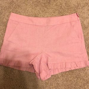 Pink Loft Linen Ruffle Shorts